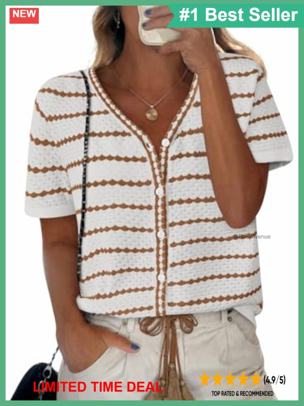 Women's Cotton Blend Crochet Knit Short Sleeve Button Down Cardigan Sweater